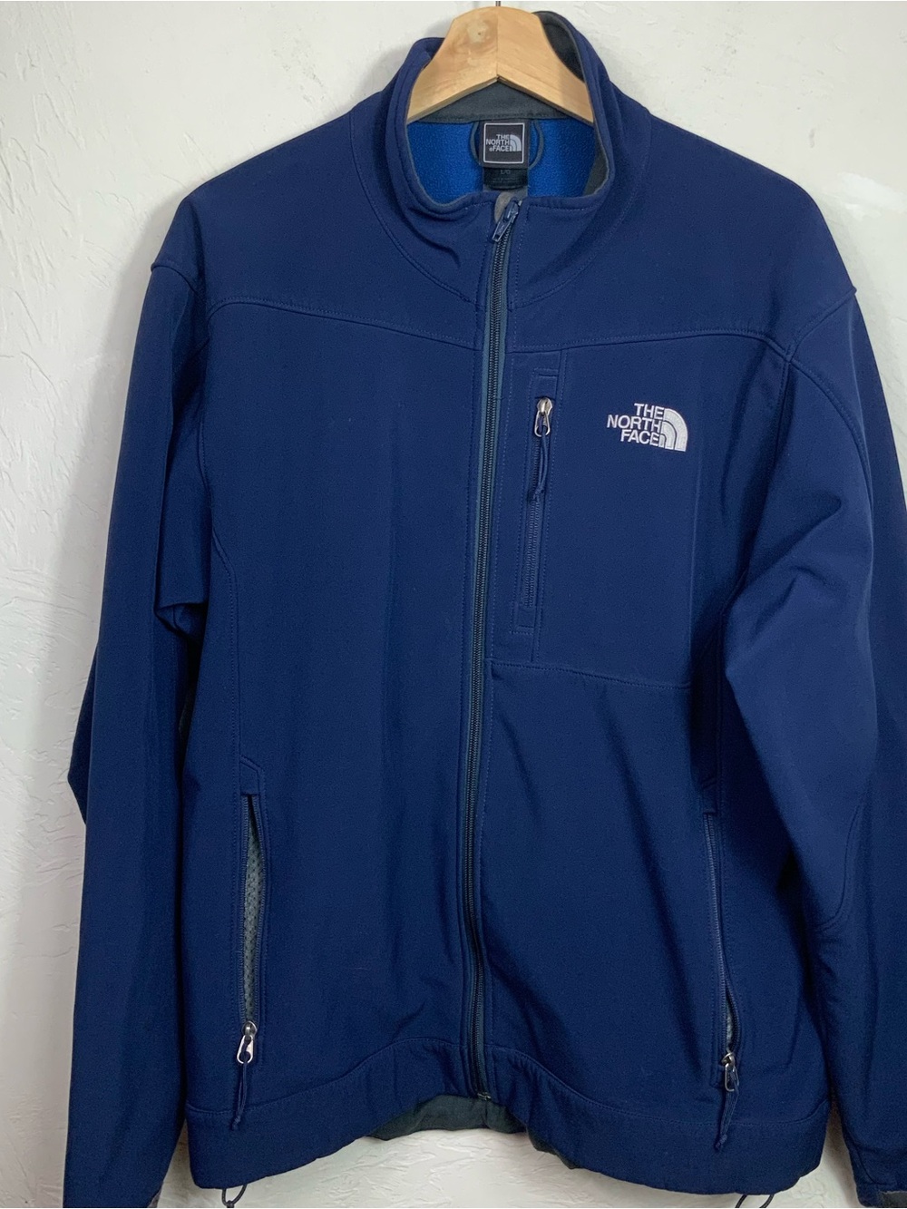 Men's The North Face Apex Soft Shell Jacket Blue Full Zip Size L Outdoors Hiking